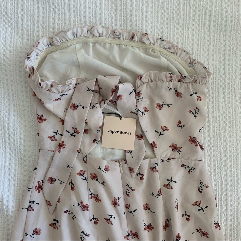 Superdown floral strapless dress